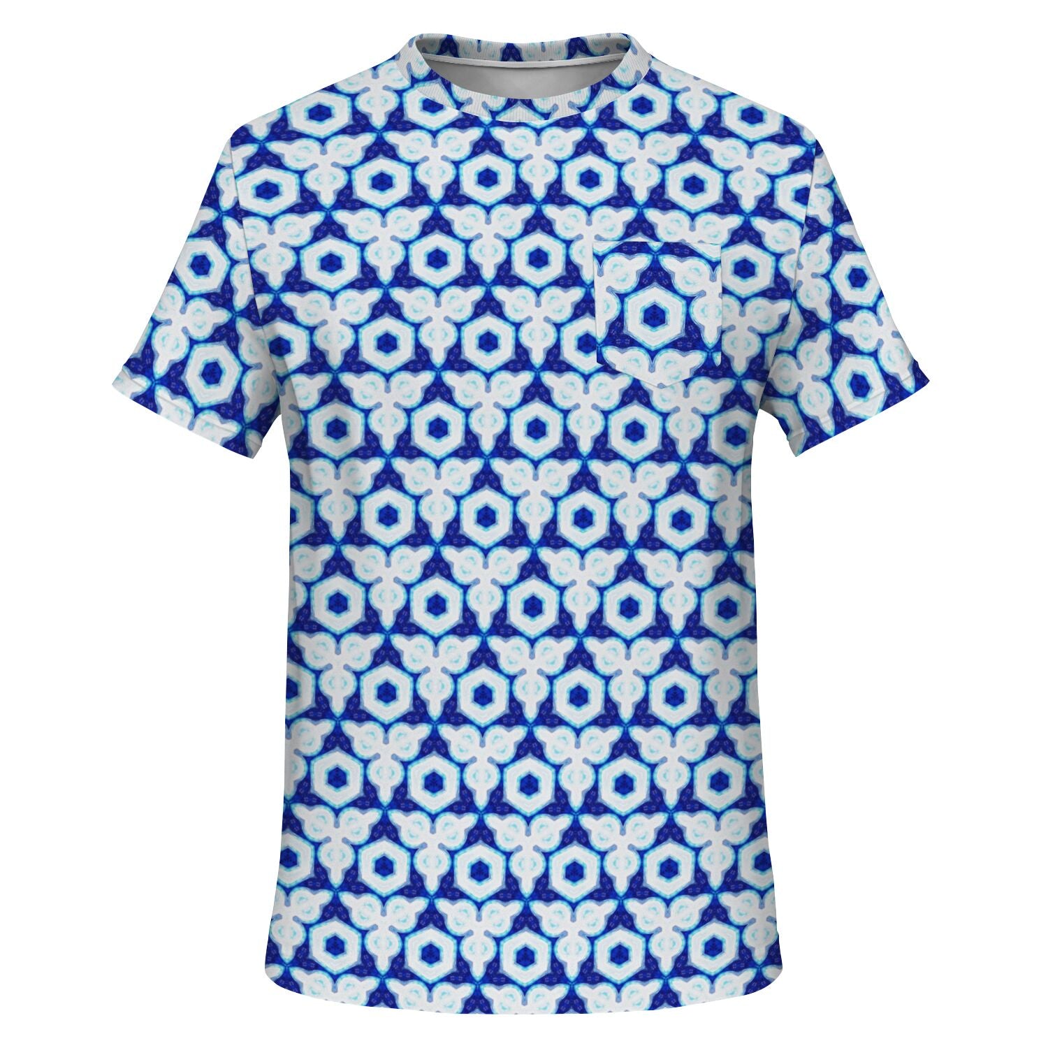 blue white Pocket T-shirt - AOP 6612 copy
