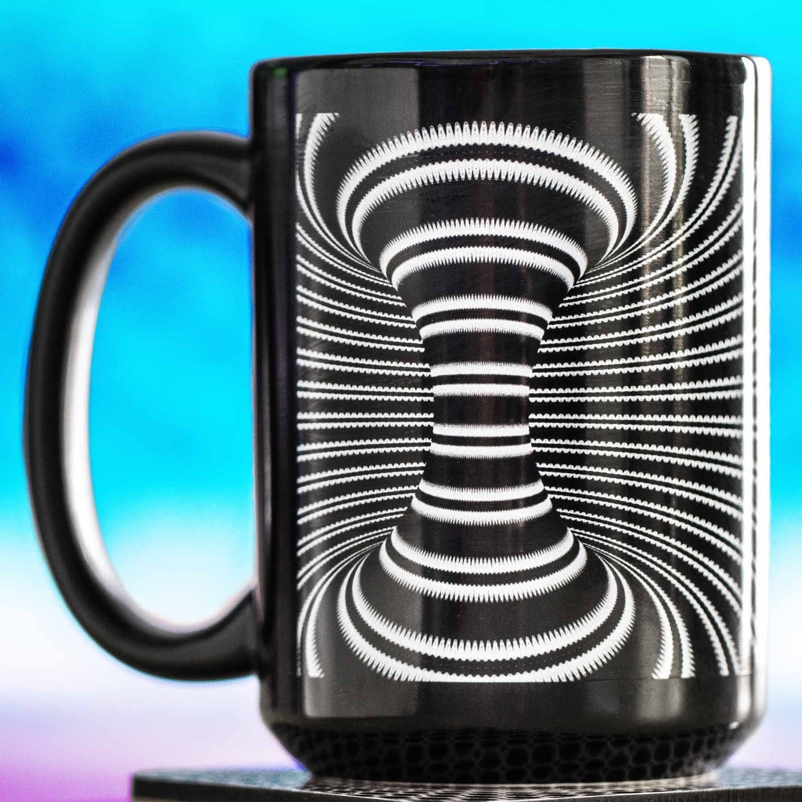 3D Optical Illusions - Trippy Black Mug (#5123)