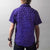 Mystical Visions: Purple Abstract Short Sleeve Button-Down Shirt_7066