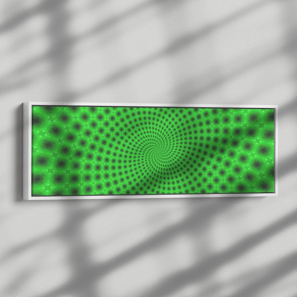 Green Fibonacci - Panoramic Framed Canvas (#4220)