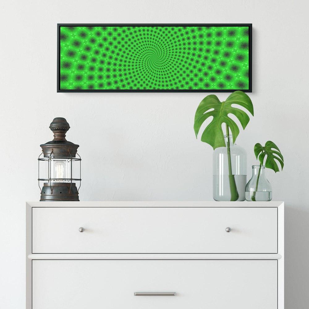 Green Fibonacci - Panoramic Framed Canvas (#4220)
